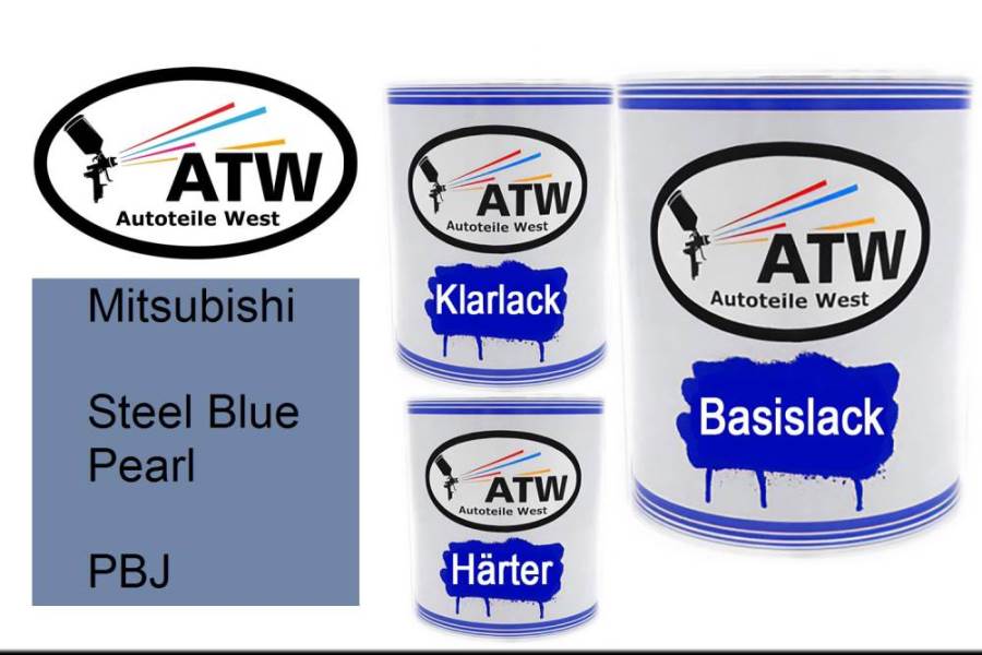 Mitsubishi, Steel Blue Pearl, PBJ: 1L Lackdose + 1L Klarlack + 500ml Härter - Set, von ATW Autoteile West.